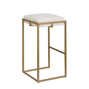 Metal Outdoor Bar Stool with Beige Square Cushion for Indoor Bar Dining Kitchen(2 Pack)