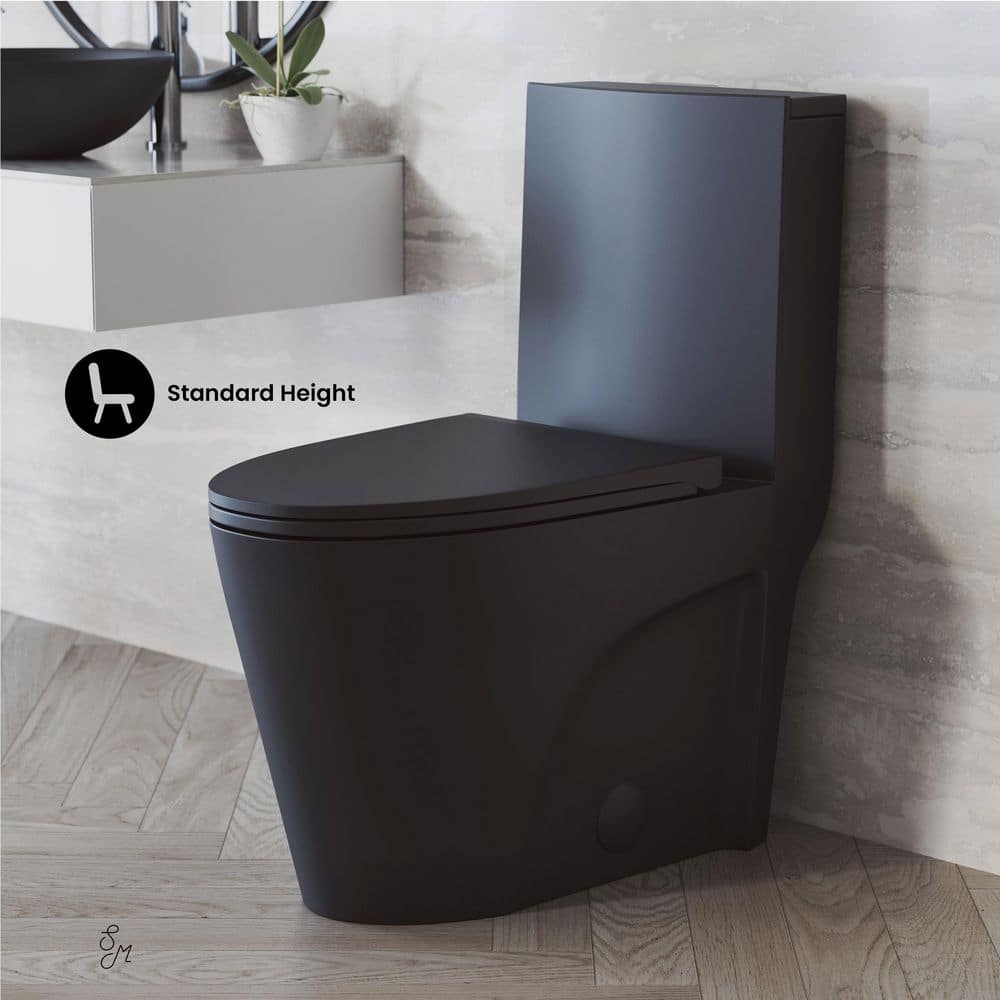 Matte Black High Efficiency One-Piece Elongated Toilet