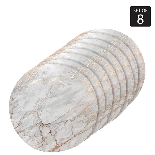 Dainty Home Marble Cork 15" x 15" In. Yellows/Golds Cork Round Placemats Set of 8