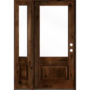 50 in. x 80 in. Knotty Alder Left-Hand/Inswing 3/4 Lite Clear Glass Provincial Stain Wood Prehung Front Door with LSL
