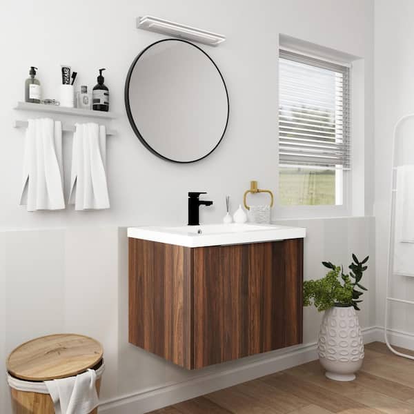 Modern Walnut and Aluminum Wall Mounted Bathroom Accessories Set | Abloh