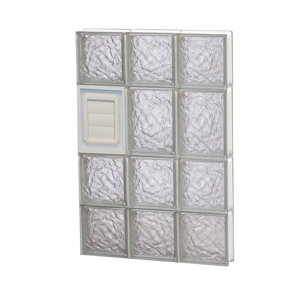 Clearly Secure 17.25 in. x 25 in. x 3.125 in. Frameless Ice Pattern Glass Block Window with Dryer Vent
