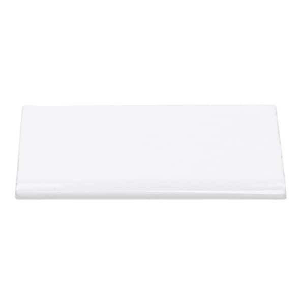 Catalina White 3 in. x 6 in. Polished Ceramic Wall Bullnose Tile