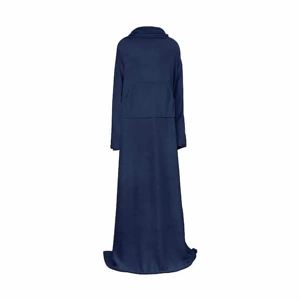 Shatex Blue Wearable Blanket with Sleeves Soft Fleece Snuggle Blanket with Arms Cozy Warm Fuzzy Flannel Throw Blanket