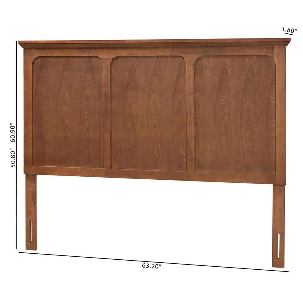 Ash Walnut Finished Wood Queen Size Headboard with Beveled Paneling