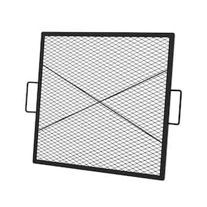 30 in. X-Marks Square Black Steel Fire Pit Cooking Grill Grate