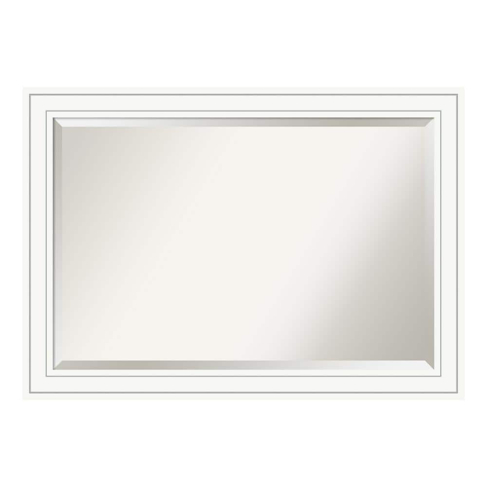 Craftsman White 41 in. x 29 in. Beveled Rectangle Wood Framed Bathroom Wall