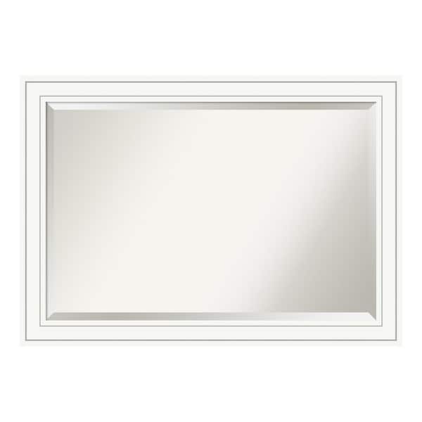 Amanti Art Craftsman White 41 in. x 29 in. Beveled Rectangle Wood Framed Bathroom Wall Mirror in White