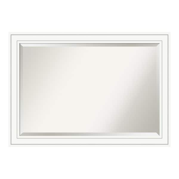 Craftsman White 41 in. x 29 in. Beveled Rectangle Wood Framed Bathroom Wall Mirror in White