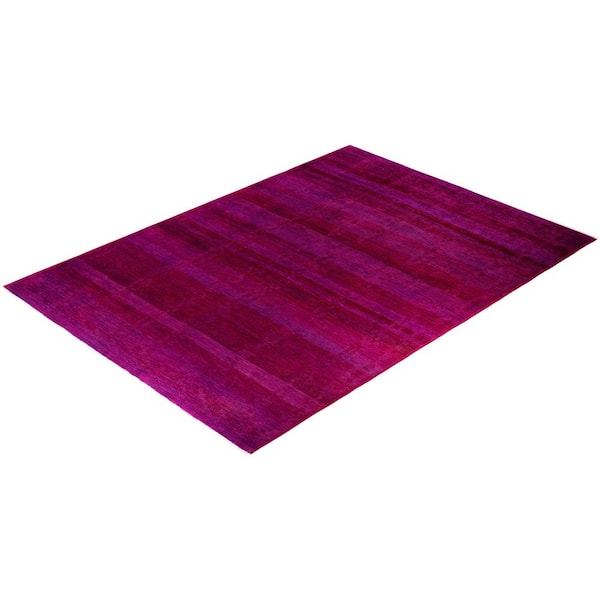Overdyed Purple 10 ft. x 14 ft. Solid Wool Indoor Area Rug
