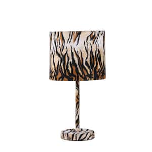 19.25 in. Brown and Black Standard Light Bulb Bedside Table Lamp