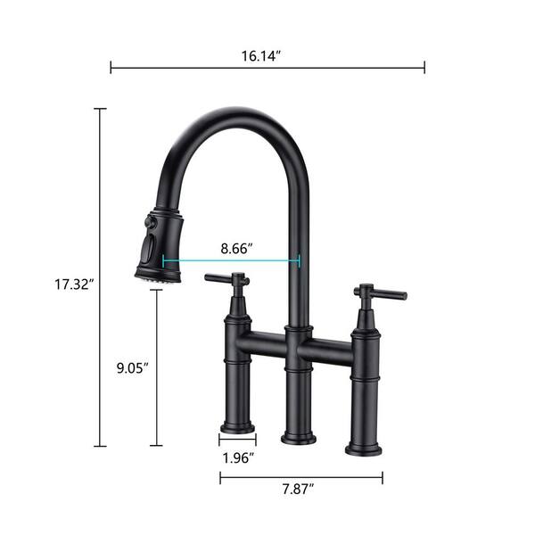 Rhythm Extended 5-RH-120-EX Black Kitchen Faucet, Pullout hose