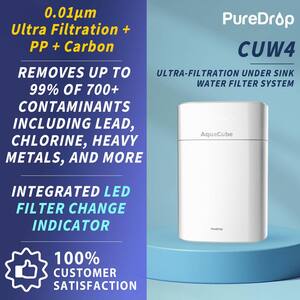 CUW4 4-Stage Compact, High Efficiency Multi-Purpose Drinking Water Filter System for Sink, Refrigerator and RV