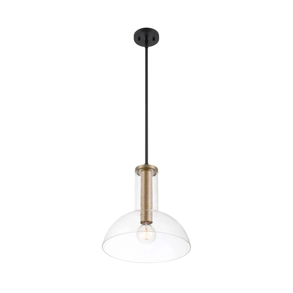 Nova 14-inch Matte Black and Brushed Gold Modern Pendant Light