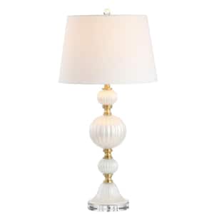 Maddie 30 in. White Glass/Crystal LED Table Lamp