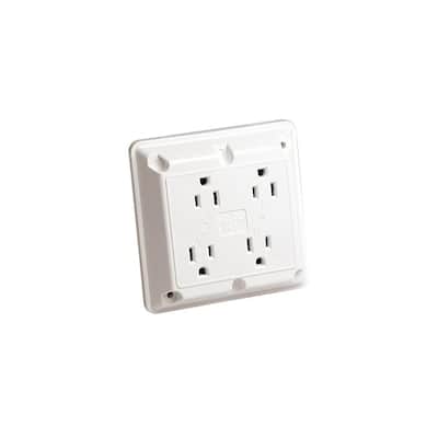 15 Amp Industrial Grade Heavy Duty 4-in-1 Grounding Outlet, White