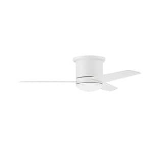 Cole II 44 in. Hugger Indoor/Outdoor White Ceiling Fan with Integrated LED Light and Remote/Wall Control Included