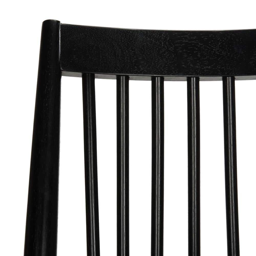 Black Wood Windsor Slat Back Dining Chair Set