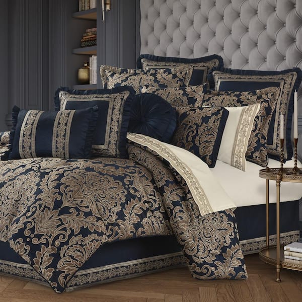 QUEEN STREET NEW YORK Modena 4-Piece. Navy Polyester Queen