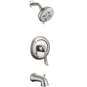 Single-Handle 5-Spray Handheld Tub and Shower Faucet with 5 in. Shower Head Combo in Brushed Nickel (Valve Included)
