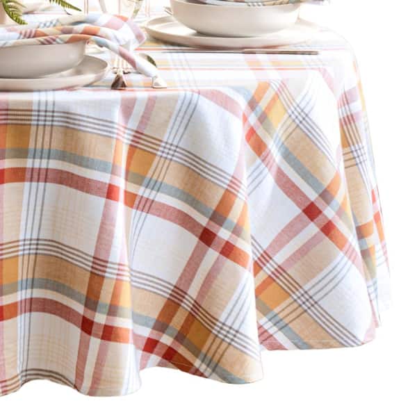 Threadmade Home Seneca Plaid Harvest Cotton Tablecloth, Multicolor - 60"W x 84"L Oval