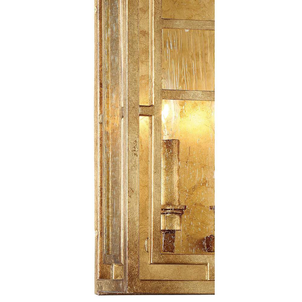 Pandora Gold Leaf Textured Glass 2-Light Wall Sconce