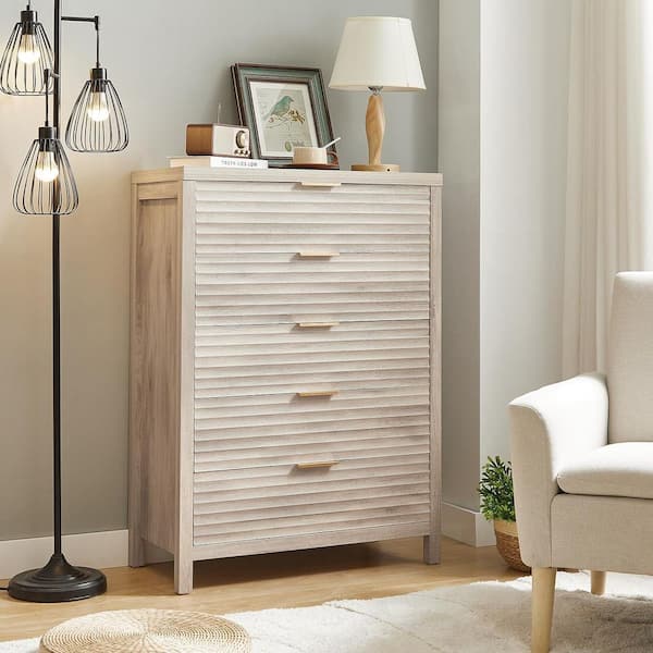 Light Oak 5 drawer 31.5 in. Wide Chest of Drawers
