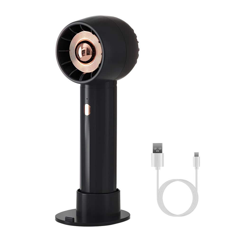 Adrinfly Mini Portable Handheld Micro-USB Powered 2 in. 3 fan speeds Desk Fan in Black w/Removable Base, Quiet & Powerful Wind