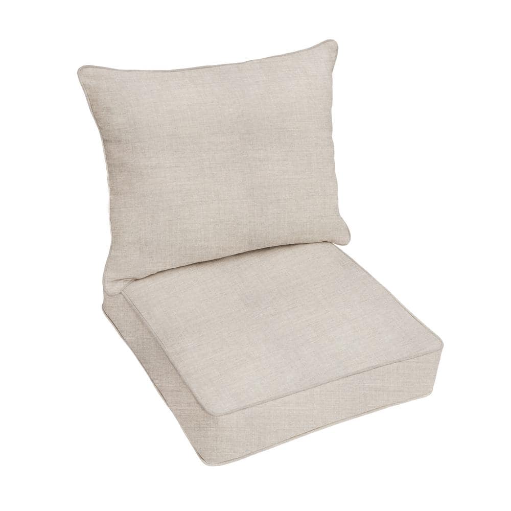 25 in. x 25 in. x 5 in. Deep Seating Outdoor Pillow and Cushion Set in Sunb