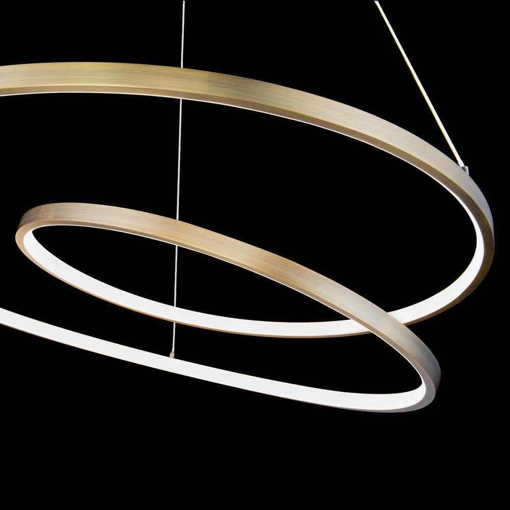 Aged Brass LED Indoor/Outdoor Pendant with White Silicone Shade