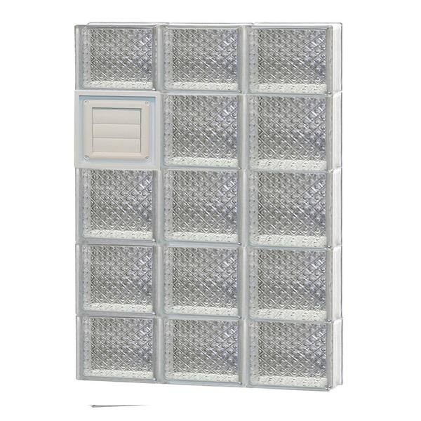 Clearly Secure 23.25 in. x 34.75 in. x 3.125 in. Frameless Diamond Pattern Glass Block Window with Dryer Vent