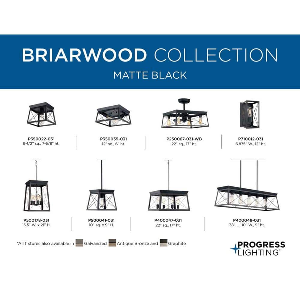 Briarwood Textured Black 38" Linear Chandelier with Rustic Farmhouse Charm