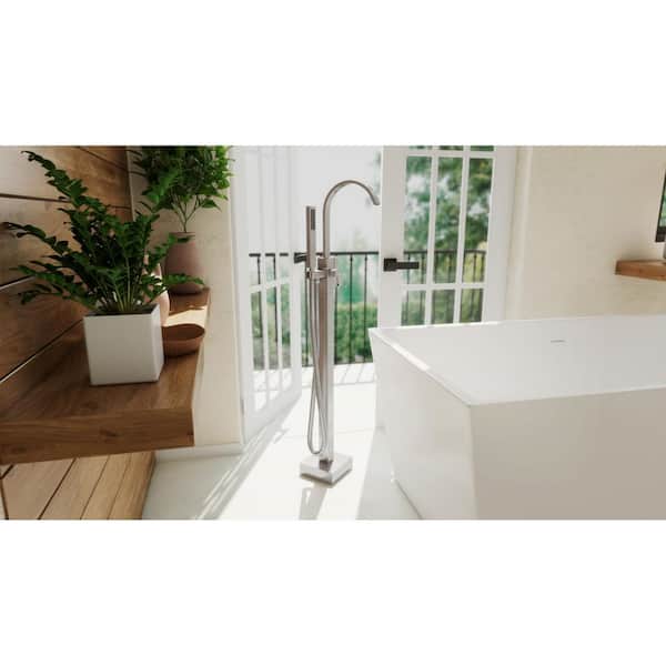 Levantine Single-Handle Freestanding Tub Faucet with Handshower in Brushed Nickel