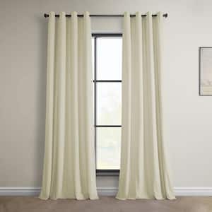Au Lait Creme Ivory Heritage Plush Velvet Grommet Room Darkening Curtain - 50 in. W x 108 in. L (1 Panel)