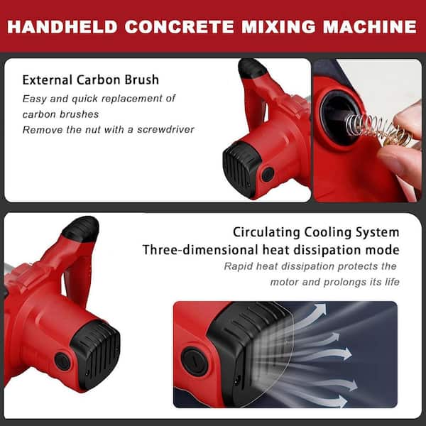KIWDZFU Handheld Electric Cement Mixer 6-Speed Adjustable