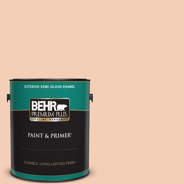 BEHR PREMIUM PLUS 1 gal. #M210-3 Apricot Freeze Semi-Gloss Enamel Exterior Paint & Primer