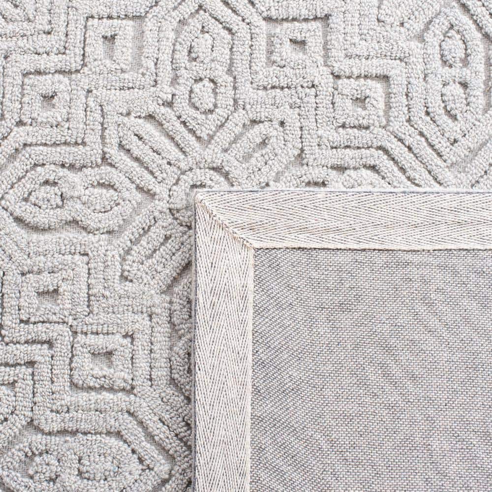 Gray Geometric Handmade Wool 6' x 9' Tufted Area Rug