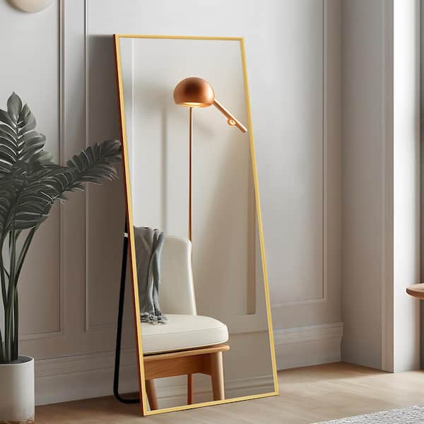Dovelina Large Rectangle Gold Hooks Contemporary Mirror (51 in. H x 16 in. W)