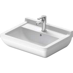 Starck 3 8.88 in. Wall-Mounted Rectangular Bathroom Sink in White