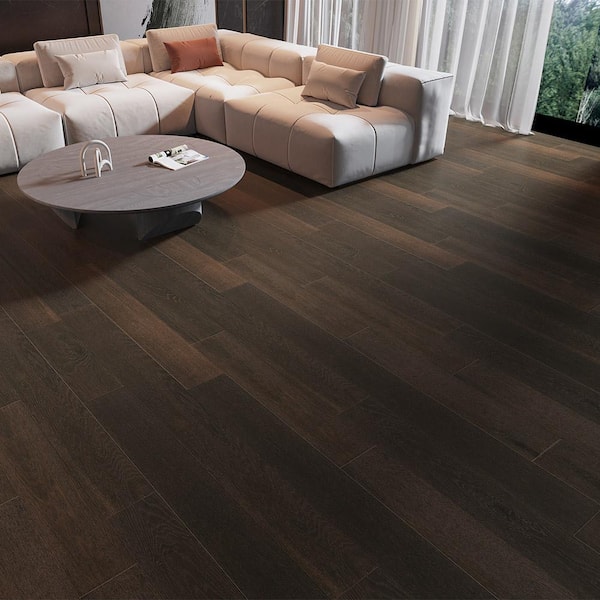 Selkirk Umber Oak 3/8 in. T x 6-1/2 in. W Tongue and Groove Wire Brushed Engineered Hardwood Flooring (31.97 sq.ft./case)