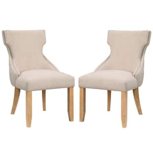 Nortrup Ivory Linen Tufted Wingback Dining Side Chair (Set os 2)