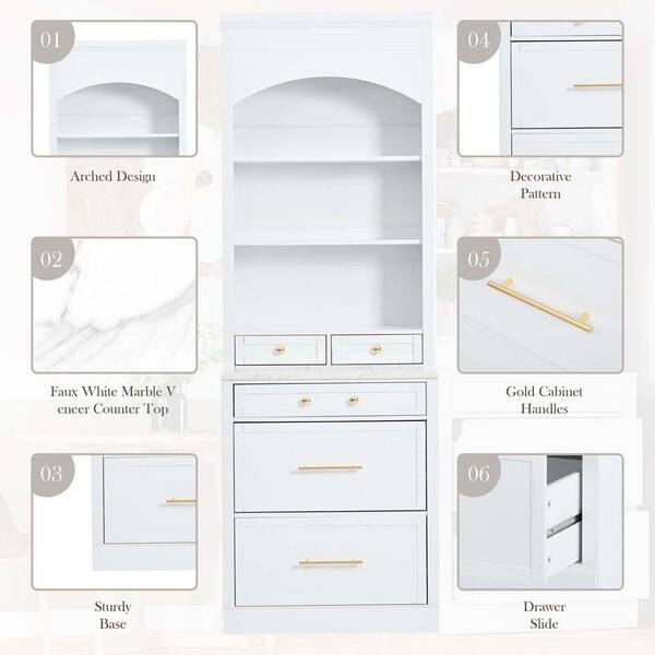 XUJMK Modern 25 in. W x 18 in. D x 84 in. H White Linen Cabinet
