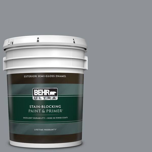 BEHR ULTRA 5 gal. #PPU18-04 Dark Pewter Semi-Gloss Enamel Exterior Paint & Primer