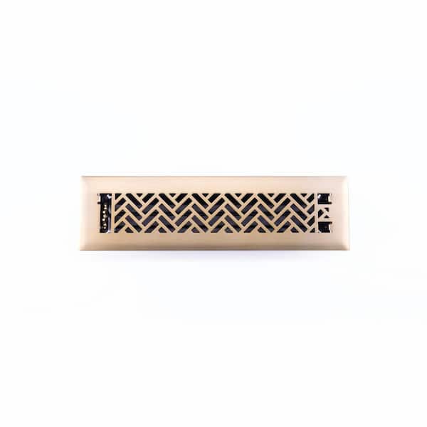 Hampton Bay Interwoven 2 in. x 12 in. Steel Floor Register in Brushed Gold