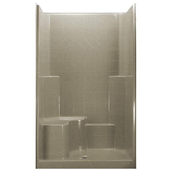 Ella 48 in. x 37 in. x 80 in. 1Piece Low Threshold Shower Stall in Cotton Seed with Left Hand