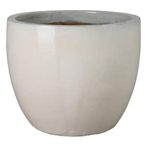 28 in. L x 24 in. H White Ceramic Round Planter with High-Fire Treatment