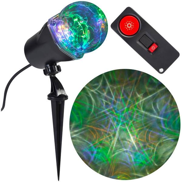 LightShow 4-Light Remote Control Projection Stake Multi-Color LED Super Bright Spider Web 15-Programs (GOPlW)