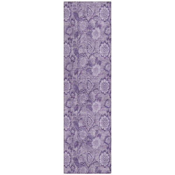 Chantille Machine Washable Indoor/Outdoor Abstract ACN1939 Plum 2 ft. 3 in. x 7 ft. 6 in. Runner Rug