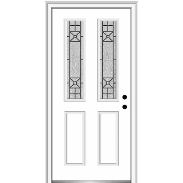 MMI Door 32 in. x 80 in. Courtyard Left-Hand 2-Lite Decorative Painted Fiberglass Smooth Prehung Front Door on 4-9/16 in. Frame