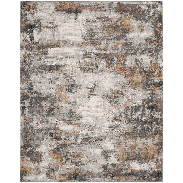Nourison Tangra Grey/Multi 8 ft. x 10 ft. Abstract Geometric Contemporary Area Rug